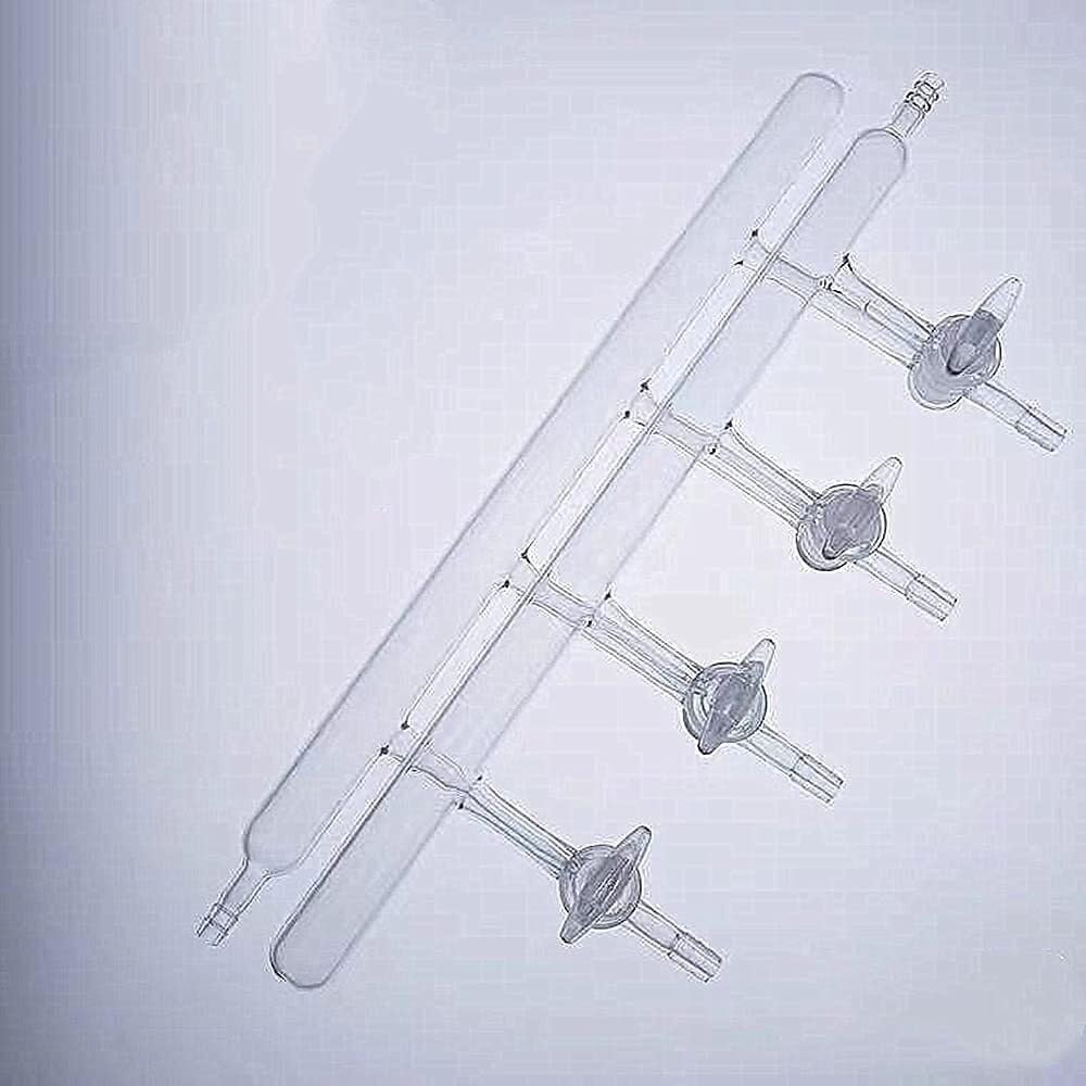 Distribuidor de gas al vacío de doble colector de vidrio for laboratorio con llave de paso de vidrio sólido de 4 puertos for aplicaciones de línea Schlenk