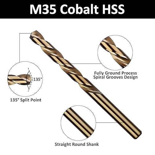 Miniatura 2 de UBESTHS Brocas de cobalto de 332 pulgadas 12 piezas juego de brocas de metal M35 HSS con estuche de almacenamiento para metal duro acero inoxidable