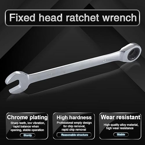 Miniatura 3 de KATUR Juego de llaves de trinquete fijas de 0.906 in y llaves de mango, juego de herramientas manuales, combinación métrica de acero al cromo