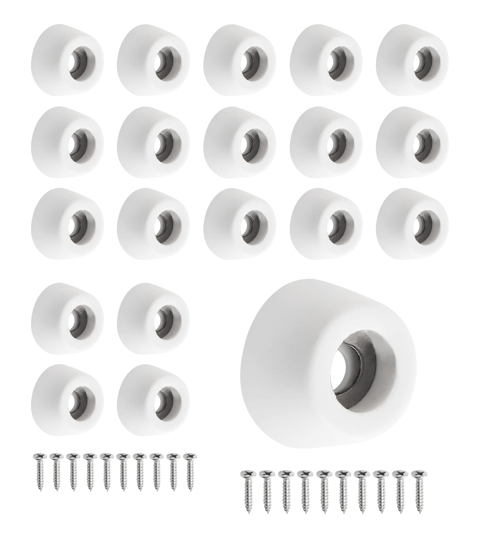 20 Pcs Cutting Board Feet Round Non Slip White Rubber Feet Bumpers Pads with Stainless Steel Screws for