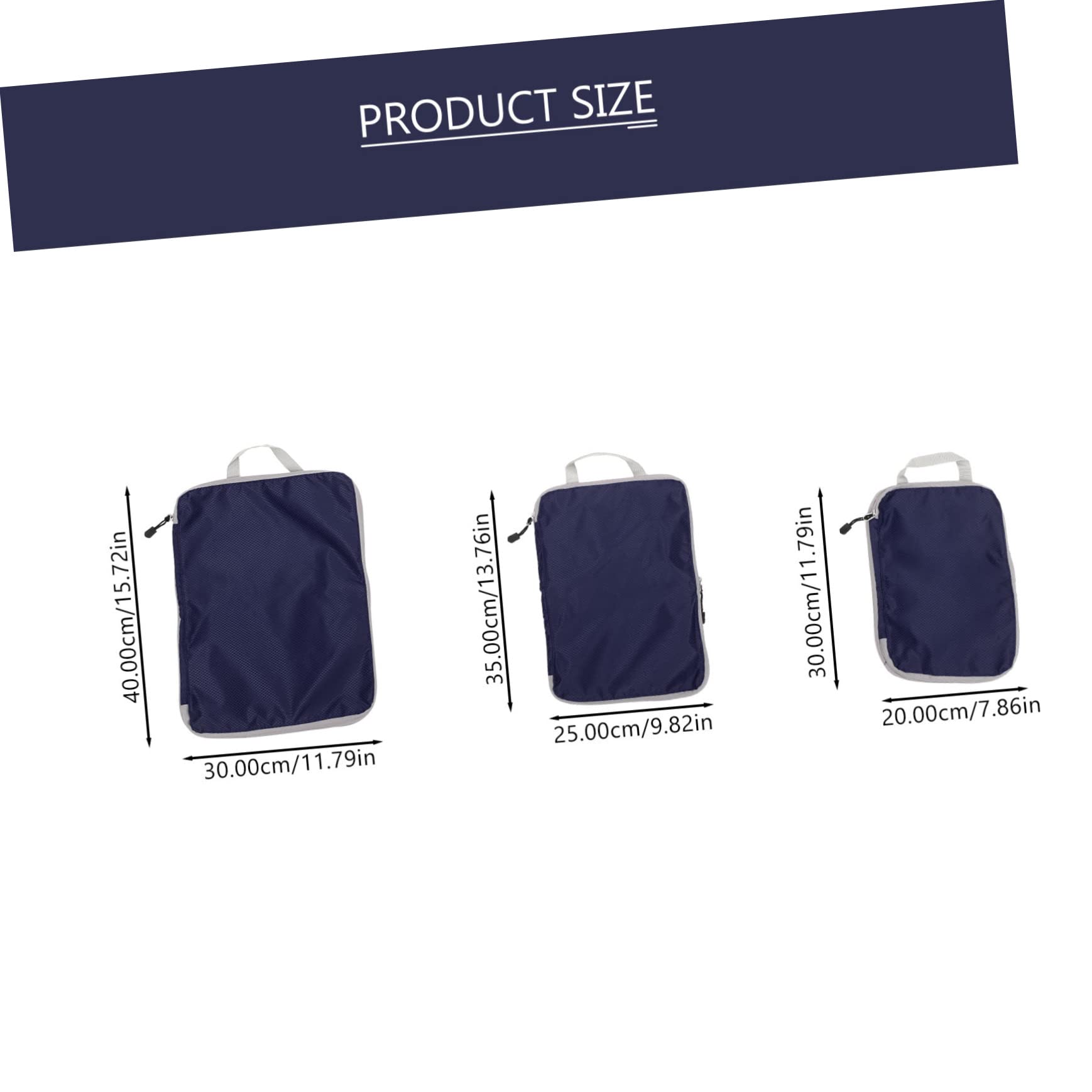 Set di 3 Sacchetti da Viaggio in Nylon Blu Navy per Organizzare
