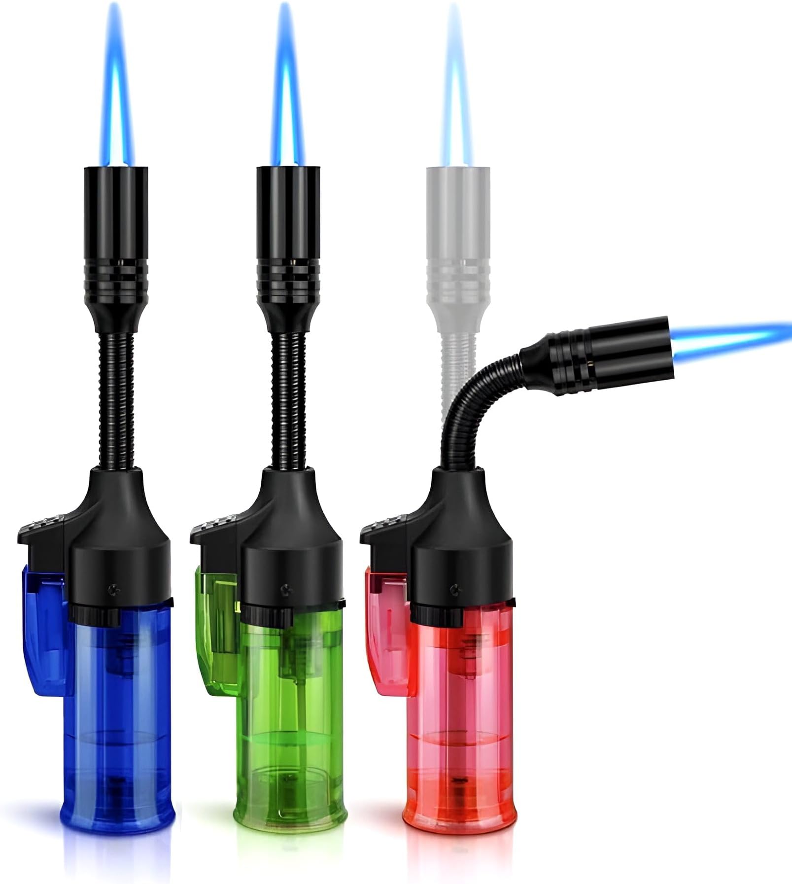 JJ 3x MultiPack Torch Jet Lighter, 360° Rotatable, Mini Jet Flame Gas Lighters for Candle, Stove, Fireplace, Camping BBQ (Gas not Included)