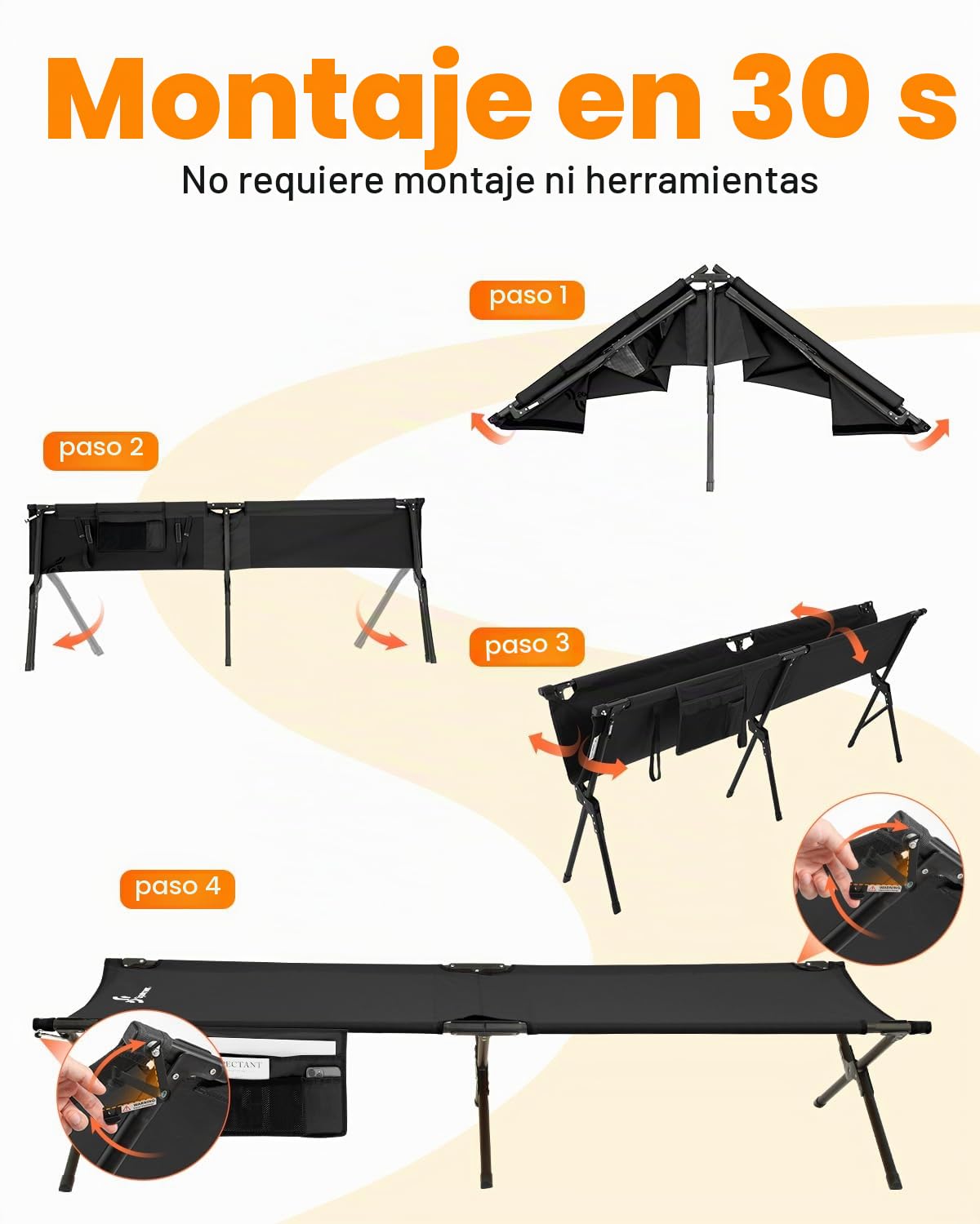 Sportneer Cama de campo plegable 199 * 73cm, cama de camping versión actualizada, cama plegable XXL para acampada senderismo al aire libre, viajes, playa, jardín al aire libre