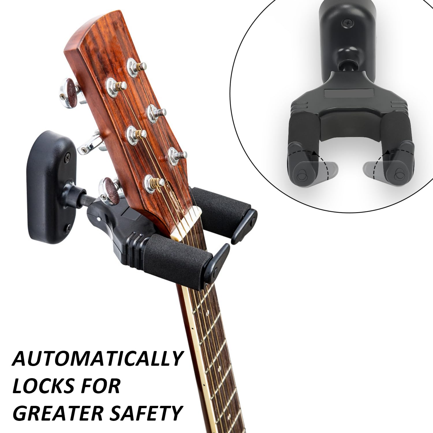 Supporto Parete Per Chitarra X2 Con 4 Plettri | Porta Chitarra Da Muro Per Acustica, Elettrica E Basso - Foto 10