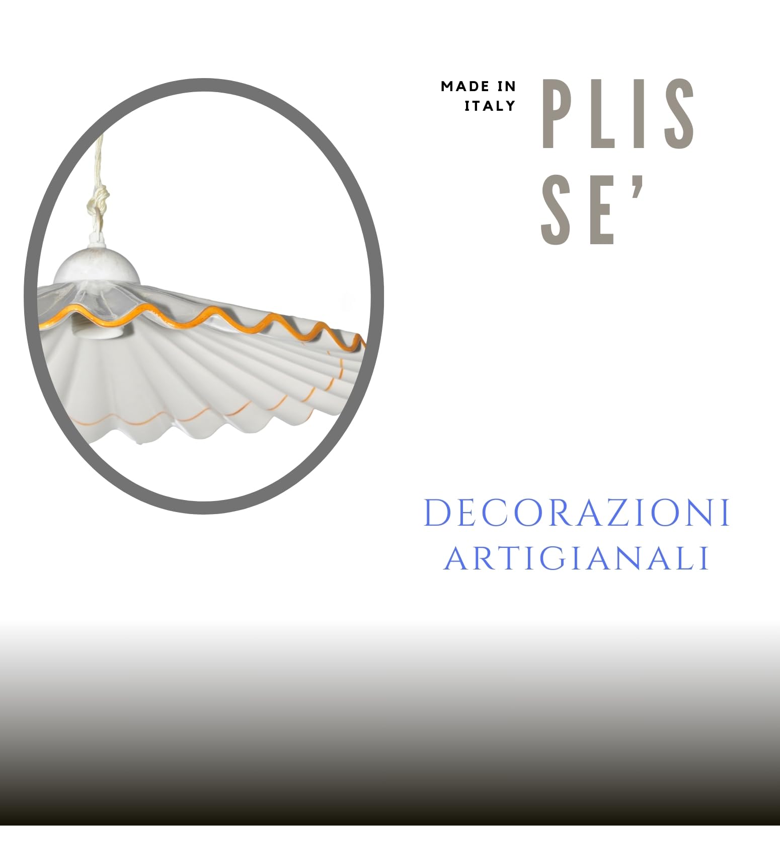 VANNI LAMPADARI - Lampadario a Sospensione Plissè- Lampadario Soggiorno in Ceramica- Lampadario Camera da Letto Decorato a Mano- Lampadario Rustico Taverna, Cucina- Made in Italy- 40 cm, Ocra