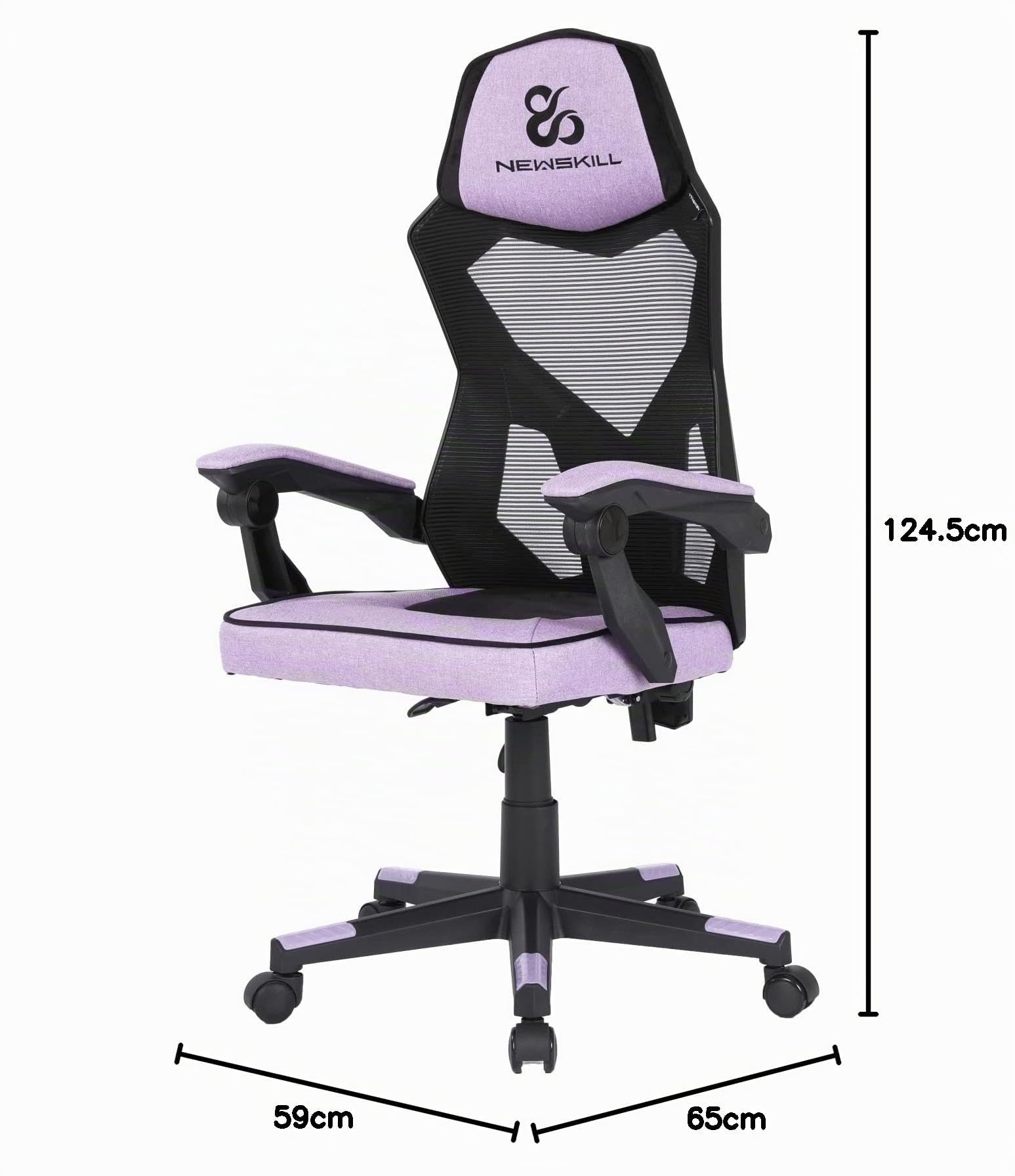 NEWSKILL Eros Silla Gaming ergonómica con Respaldo de Malla, Asiento Acolchado y Base metálica - Color Morado