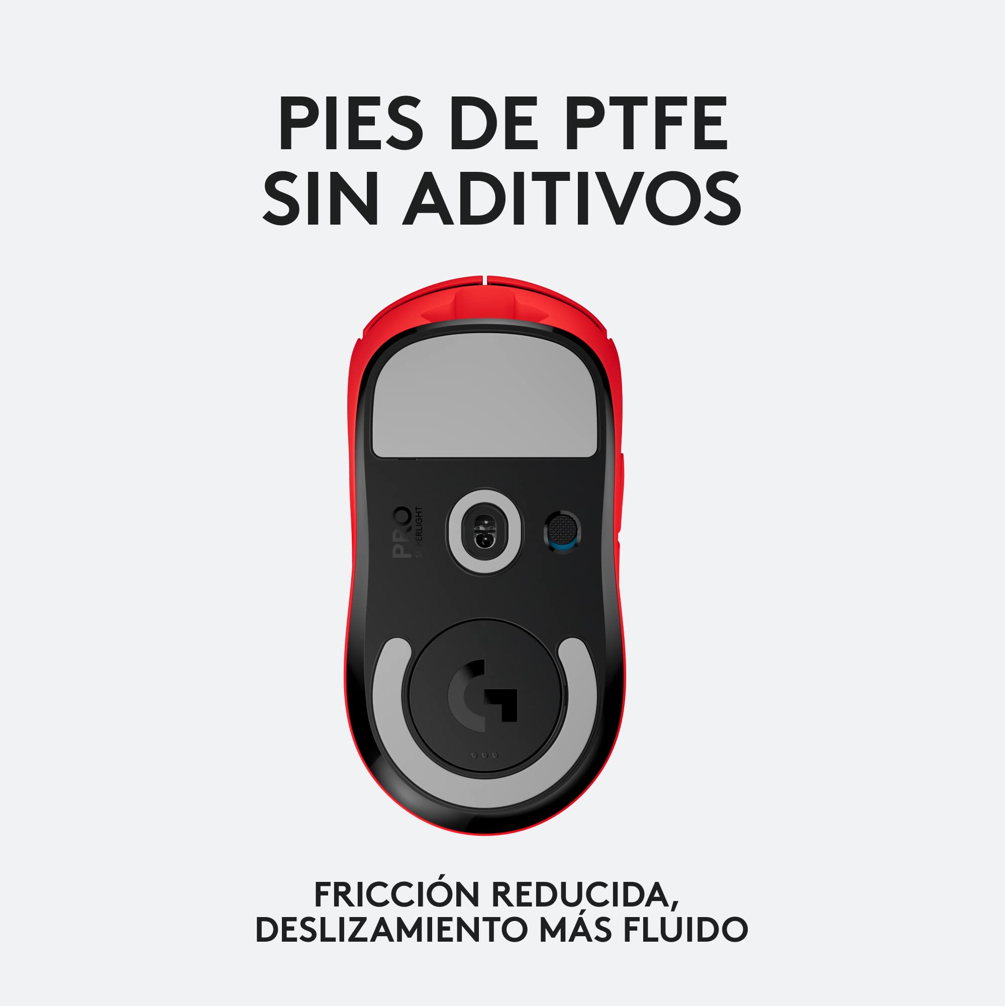 Logitech G PRO X SUPERLIGHT USB Ratón inalámbico Gaming, ultraligero 63g, sensor HERO 25K, 25600 DPI, 5 botones programables, memoria integrada, diseñado para eSport, PC/Mac - Rojo