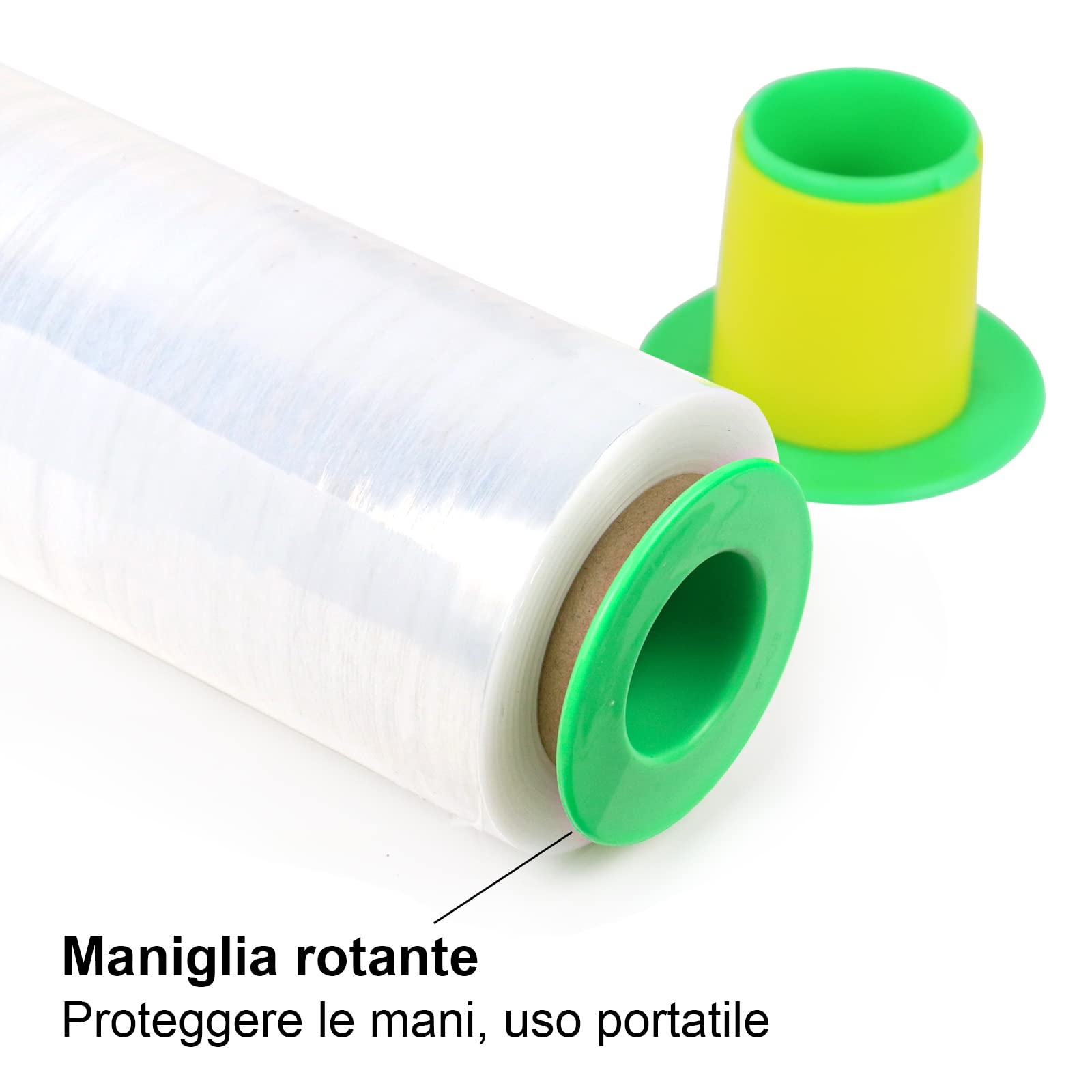 BOMEI PACK 4 Pack Industrial Clear Pallet Stretch Wrap Cling Film 20mic x 400mm x 260m con maniglia di plastica Rolling.Durable Self-Adhering Packing, Packaging, Heavy Duty Shrink Film