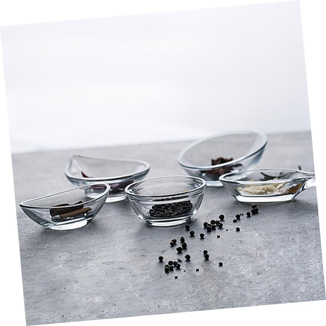 Cabilock 2pcs Transparent Glass Sauce Dishes Seasoning Bowls for Dipping Sauces Elegant Kitchen Accessories for Appetizers Condiments and Side Dishes