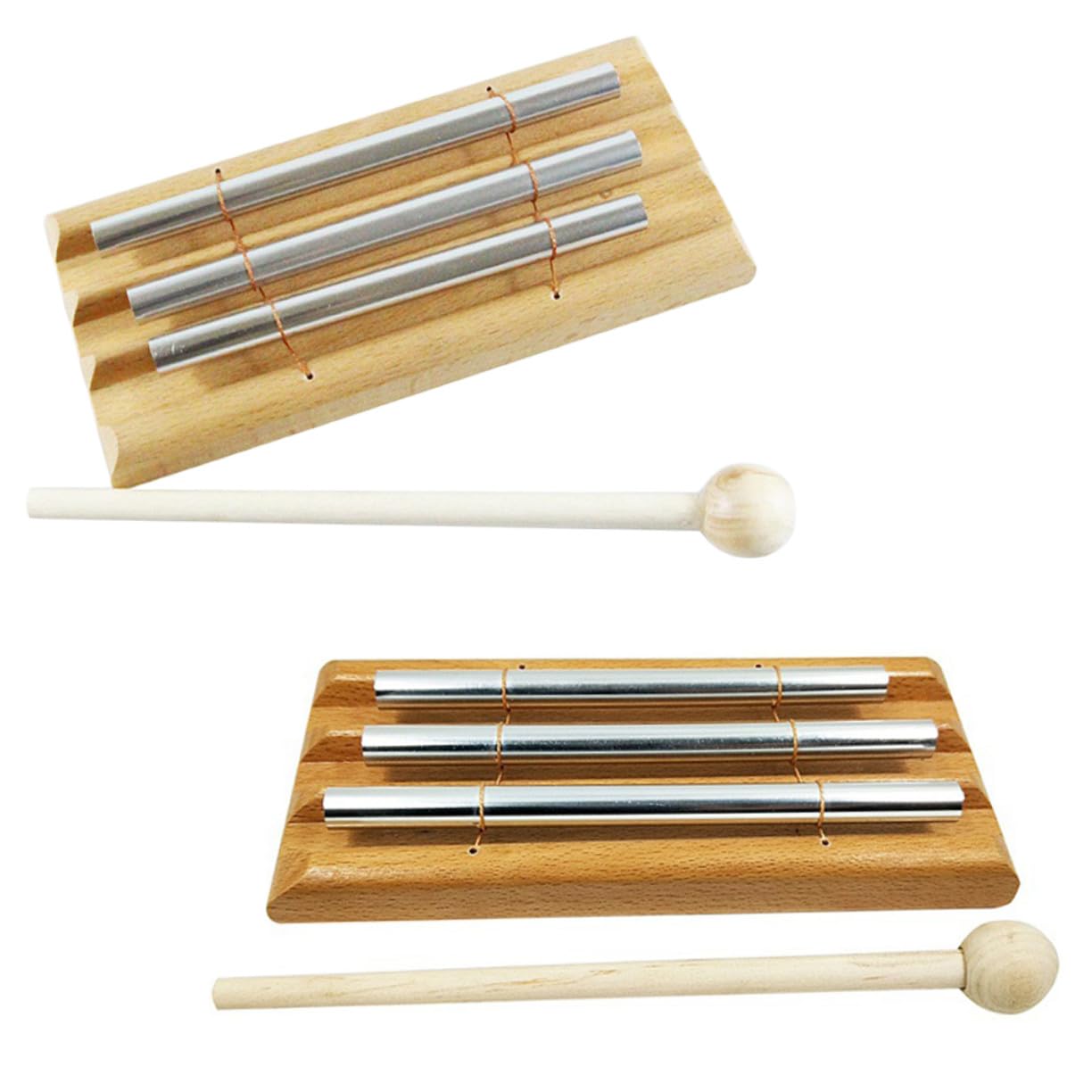 Milisten Strumento Musicale per Bambini con Percussioni in Legno e Metallo, Campanello Trio a 3 Suoni, per Gestione Classe e Meditazione