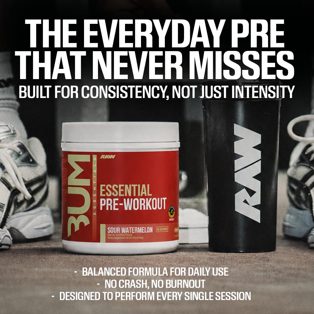 RAW Essential Pre-Workout Powder (Champion Mentality) - Chris Bumstead Sports Nutrition Supplement for Men & Women - Preworkout Energy Powder with Caffeine, L-Citrulline, L-Tyrosine & Beta Alanine — Amazon image 2