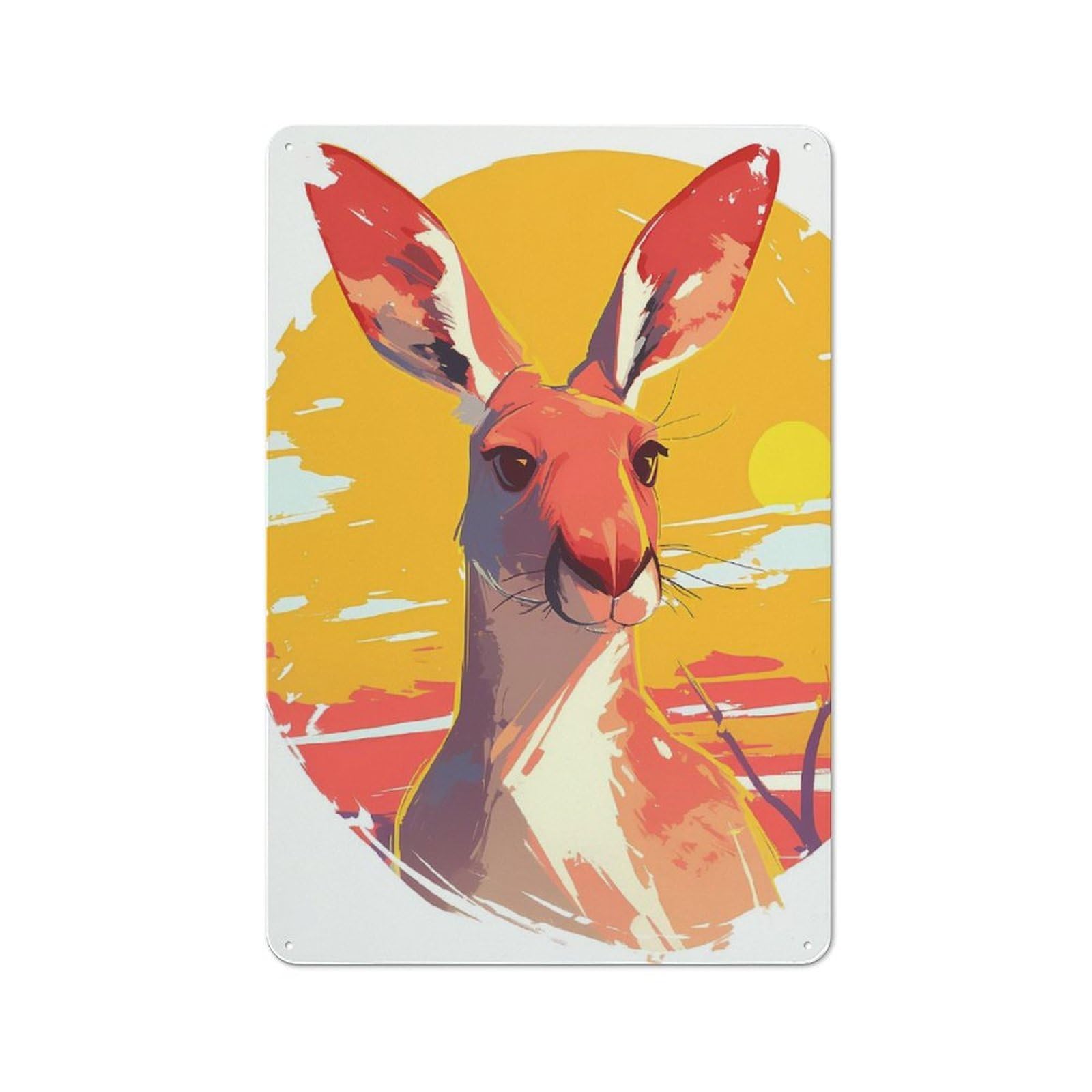 Kangaroo Portrait in Warm Tones Vintage Tin Sign 30x20cm for Studio Or Craft Room, Suited to Creative-space Collectors