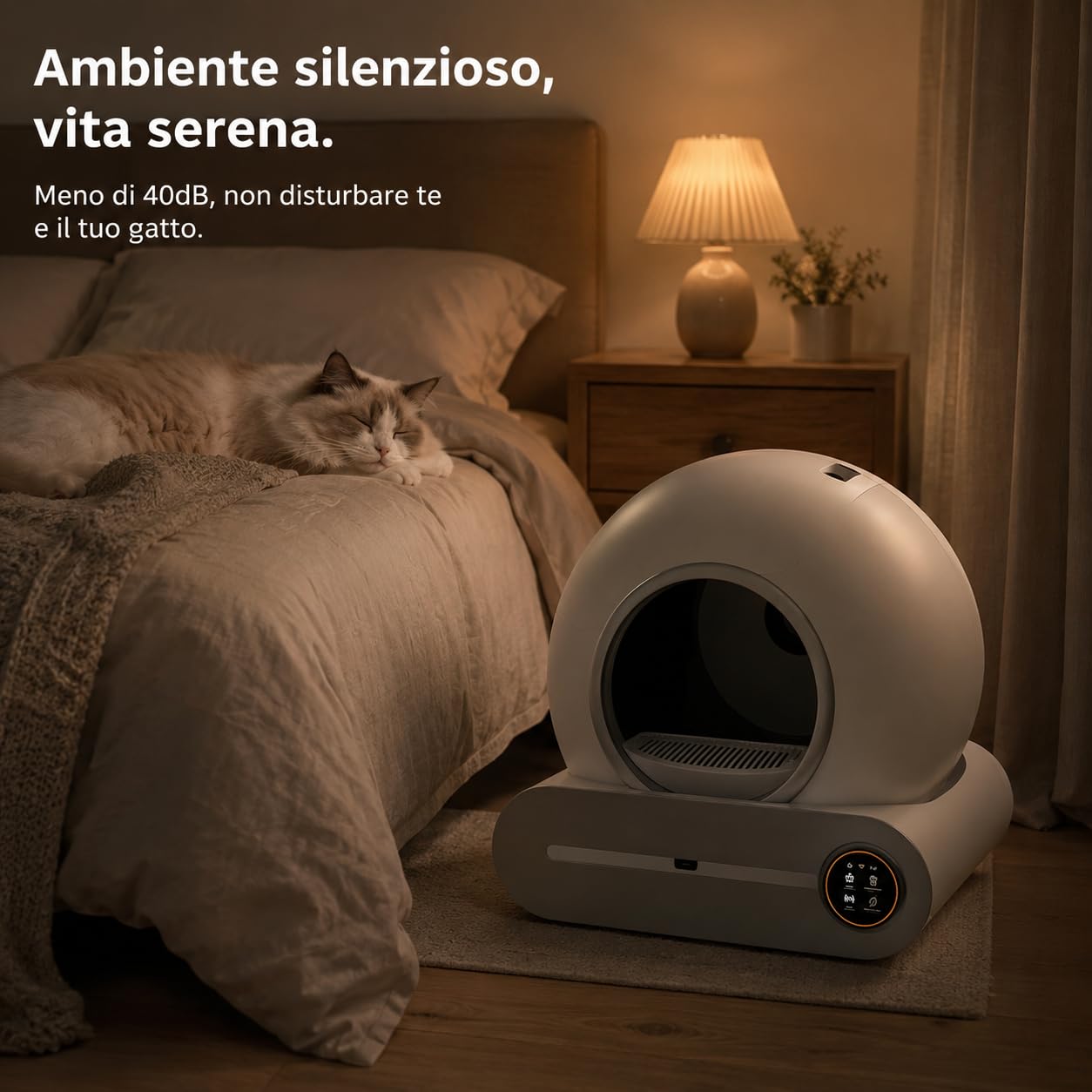 PGD​​SGA Lettiera Autopulente Per Gatti 65 Litri + 9 Litri, Controllabile Tramite App - Capacità Extra-Large (65 Litri), Deodorizzazione Ionica E Monitoraggio Dello Stato Di
