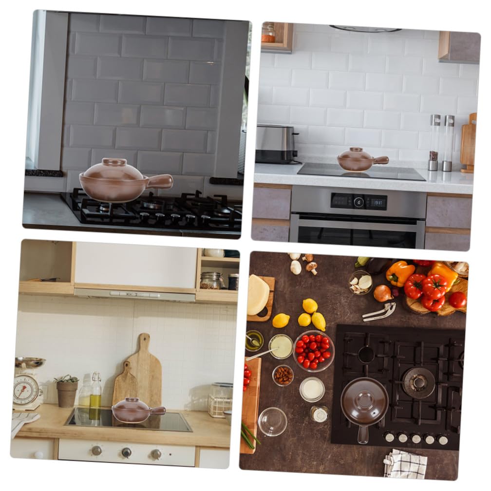 Cabilock Cazuela de Barro para Cocina Casera Asa Lateral y Tapa Ventilación, Olla Multifuncional de Barro para Guisar Rápido y Cocinar Fideos y Sopas en Casa o Tienda