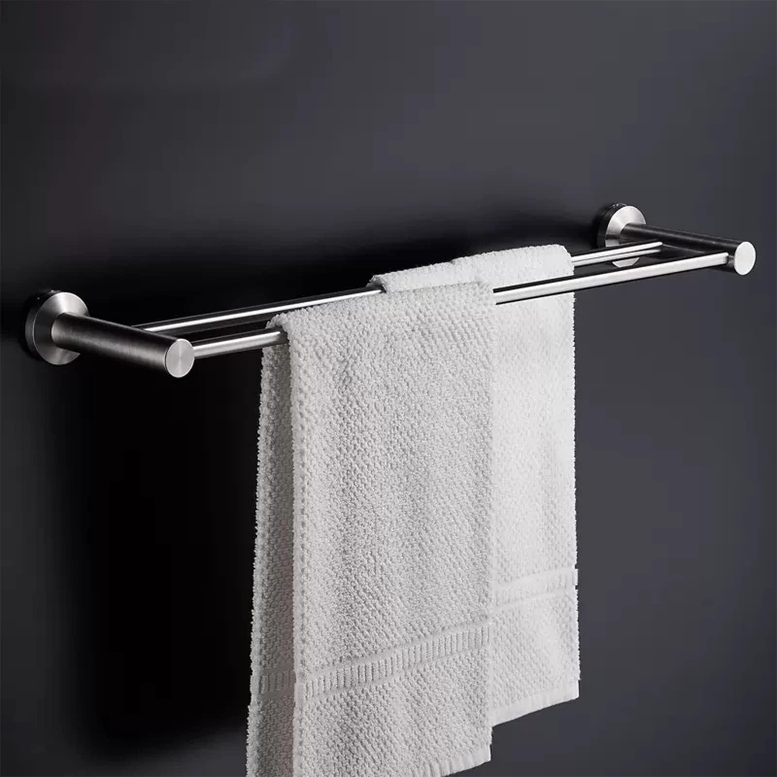 Portasciugamani da Bagno a Doppio Strato, portasciugamani a Parete, Doppio portasciugamani in Acciaio Inossidabile, portasciugamani Rotondo per Accessori da Bagno Doccia da Cucina (Dimension