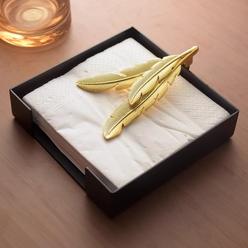 Portatovaglioli per tavolo, in acciaio inox, per tovaglioli di carta, portatovaglioli da cocktail, adatto per cucina, ristorante, bar, ufficio, feste, decorazione per la casa (ginkgo argento)