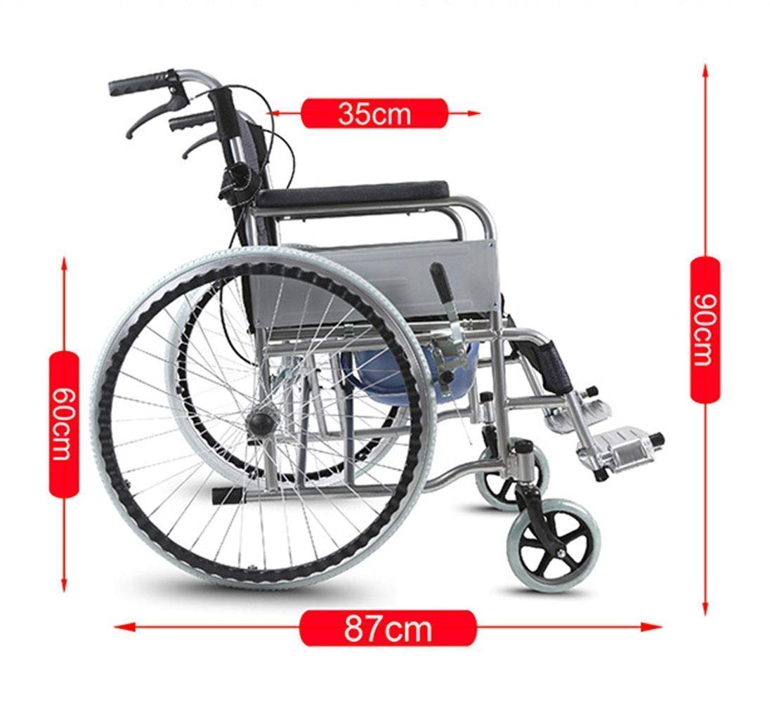 Silla de ruedas,Silla de ruedas de aleación de aluminio para discapacitados Ultraligero Portátil Plegable, Ultraligero Silla de ruedas Viaje Coche Mano Empuje Scooter Libre Inflable,Portátil