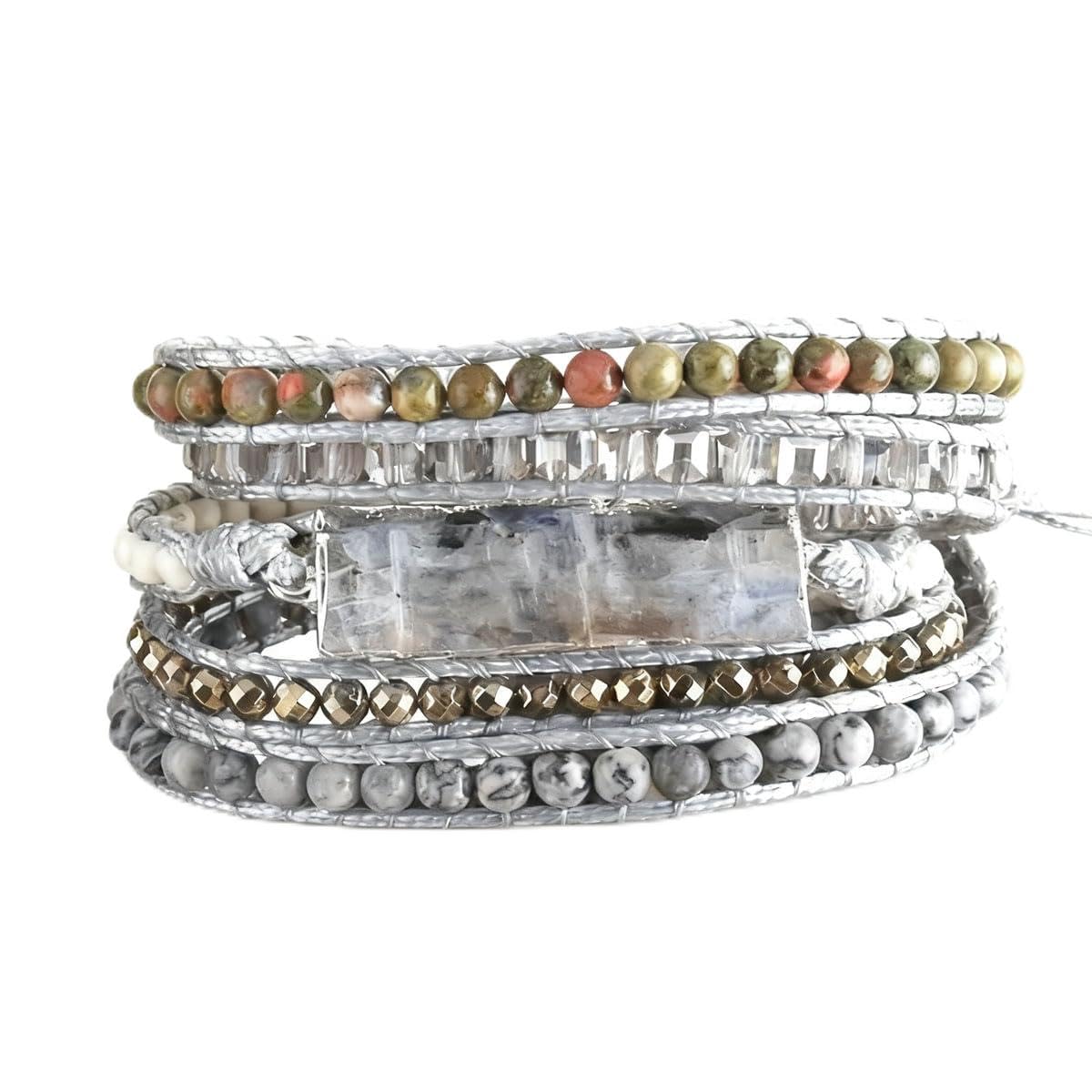 Boho Stone Wrap Bracelet for Women,Turquoise Beaded Bracelet Jewelry Gift