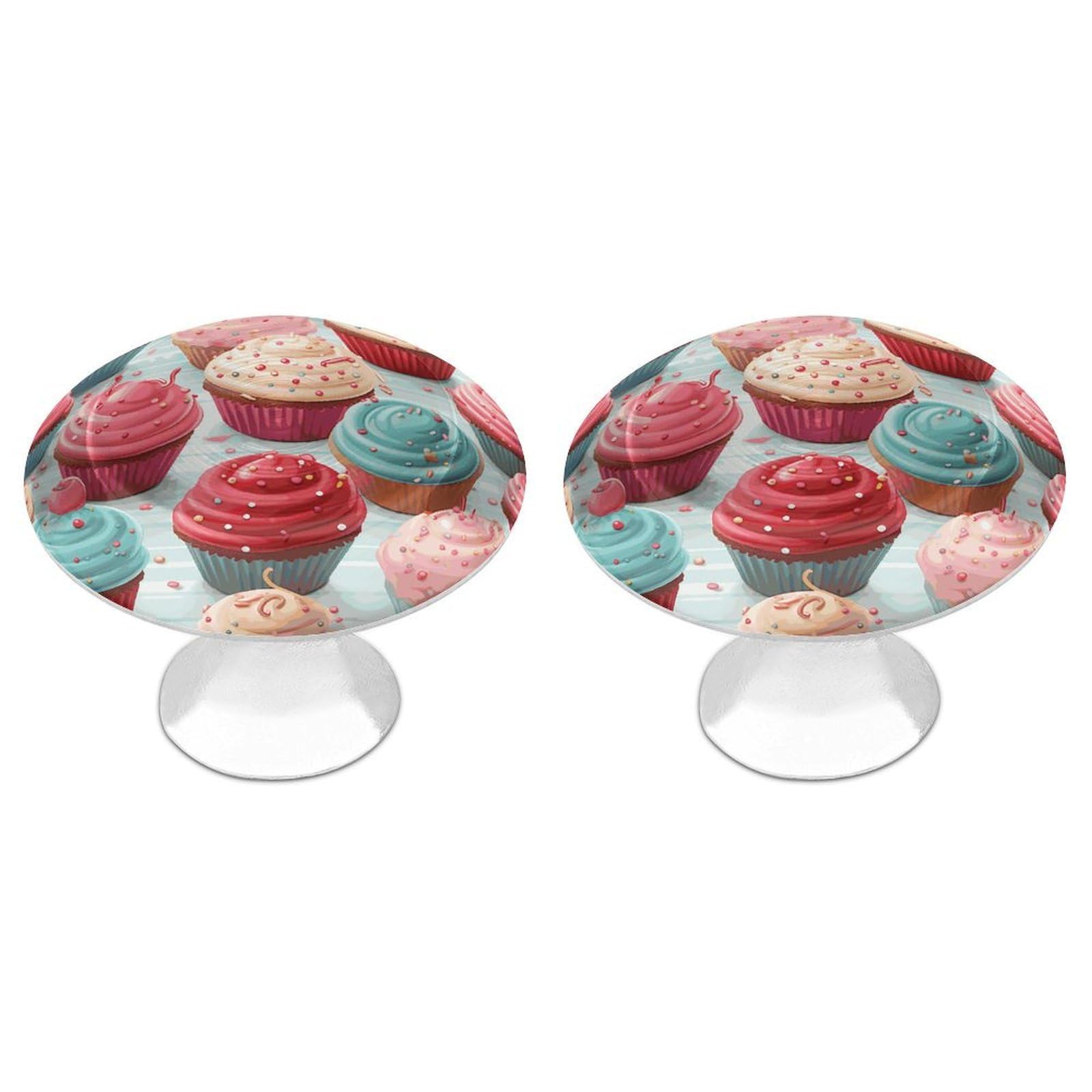 Fodpand White 2 Pack Cabinet Knobs 1.1 Inch Single Hole Drawer Pulls Handles Decorative Colorful Cupcake Donuts Furniture Knobs For Dresser Kitchen Bathroom Cupboard Wardrobe Vanity Closet Door Hardware