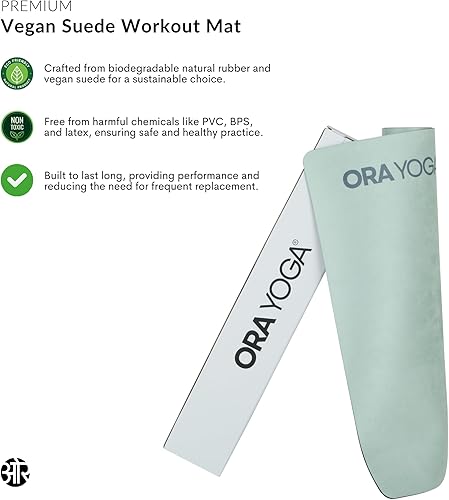 Miniatura 3 de Alfombrilla de entrenamiento grande de gamuza no tóxica, 0.118 in de grosor con correa, tapete de ejercicio ecológico para mujeres y hombres,