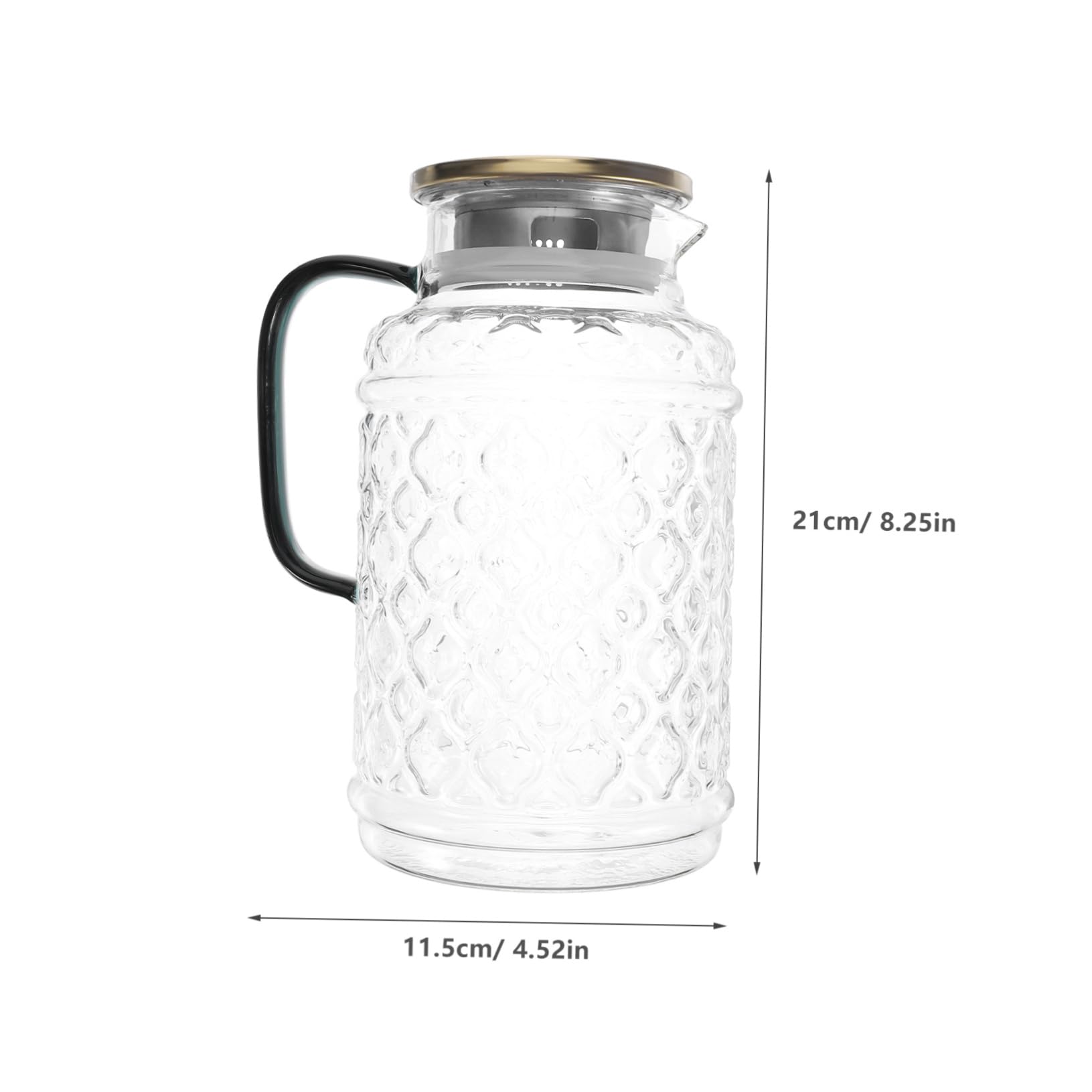 VALICLUD Jarra de Agua de Vidrio con Tapa de Madera 1,7 L Vidrio Grueso Resistente para Bebidas Frías y Calientes Uso Doméstico Familiar