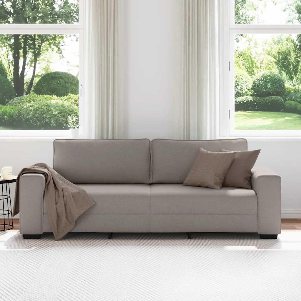 Sofa 3-osobowa, kolor taupe, przytulny fotel z szerokimi podłokietnikami, do salonu i biura, 180 cm, materiał