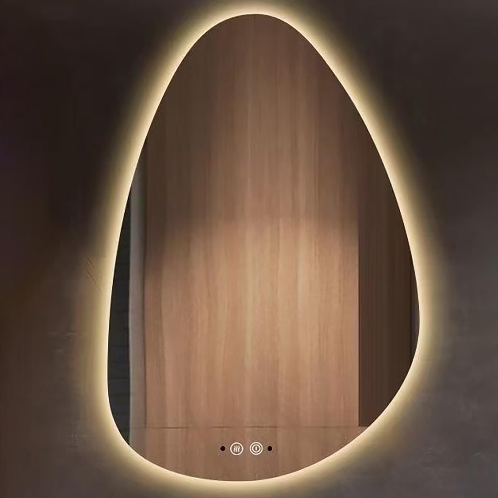 Atwnjkp Modern Teardrop LED Vanity Mirror with Touch Control & Adjustable Brightness | Illuminated Wall Mirror for Bathroom, Makeup Area, Hallway or Living Room, 60x90cm(23.6x35.4in)