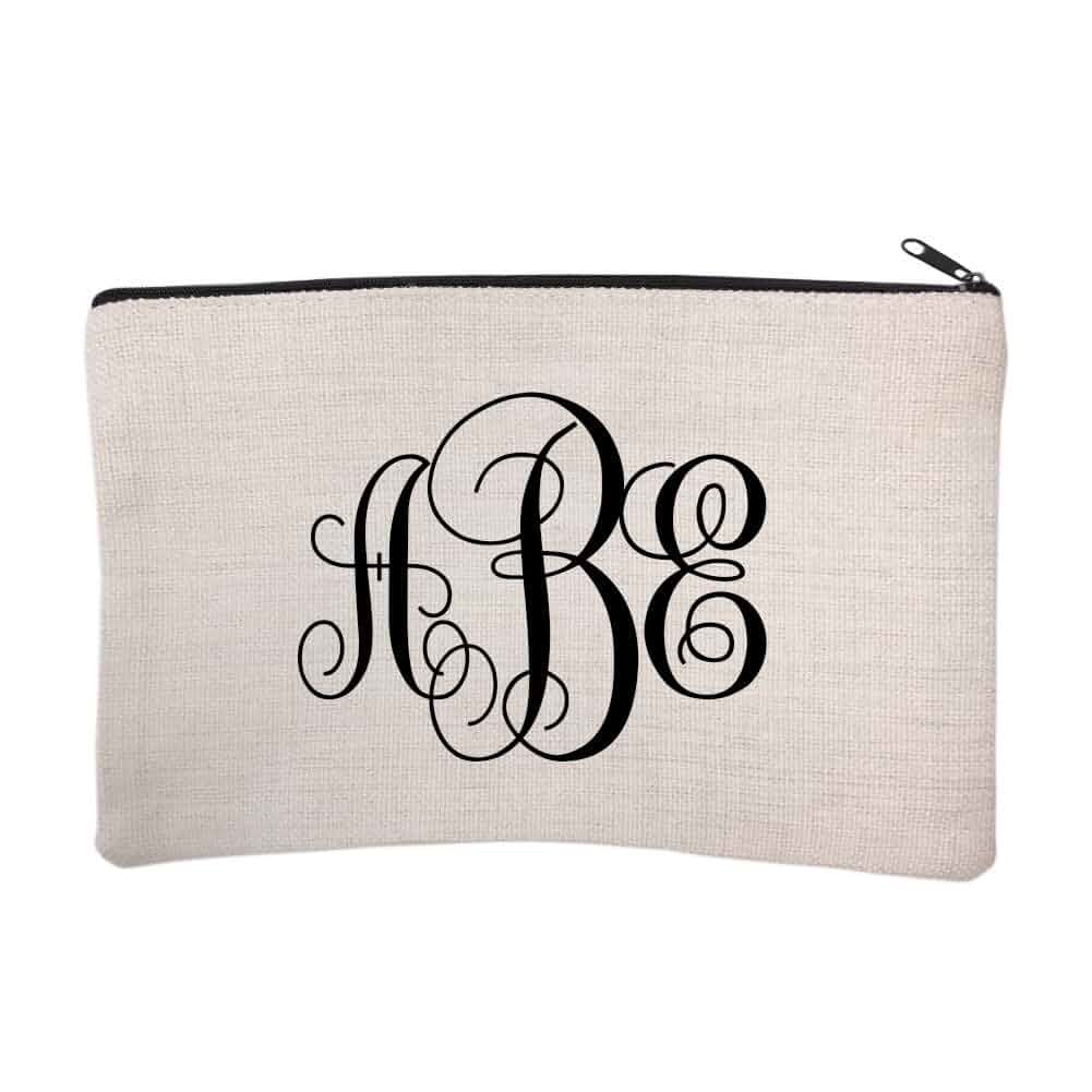 Pattern Pop Personalized Script Monogram Cosmetic and Makeup Bag Letter Print
