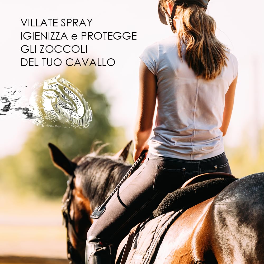 Wild Horses | Villate Spray, Lozione Detergente ed Igenizzante per la Pulizia e la Protezione del Fettone, Prodotto Pulente e Protettivo, Rimuove Impurità dallo Zoccolo, 500ml