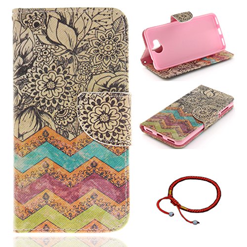 GOCDLJ Funda para Huawei Y6 2017, PU Estilo de Forma de Cuchillo Caso de Flip Huawei Y5 2017 Carcasa Teléfono Ultra Delgado Case Purse Pouch Cover Diseño Flor de Ola