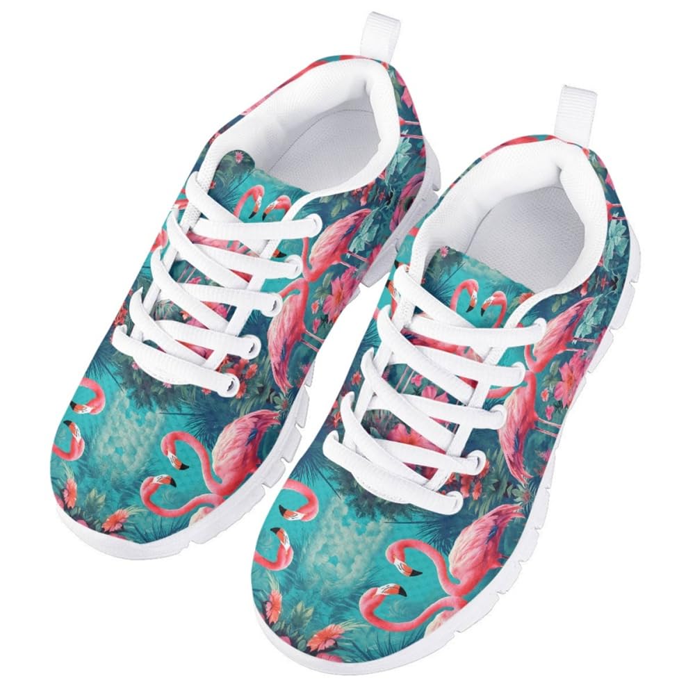 GLUDEAR Unisex Kids Wolf Print Sneaker Lightweight Breathable Running Tennis Boys Girls Shoes,Pink Flamingo,13 US