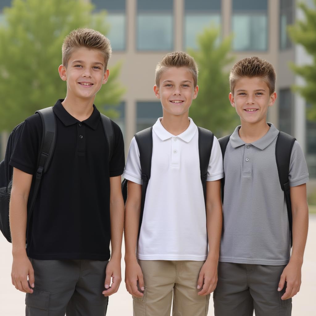 INGEAR Boys Short Sleeve Performance Polo Shirt 2-Pack, School Uniform & Golf, Moisture-Wicking Stretch Fabric - Image 4