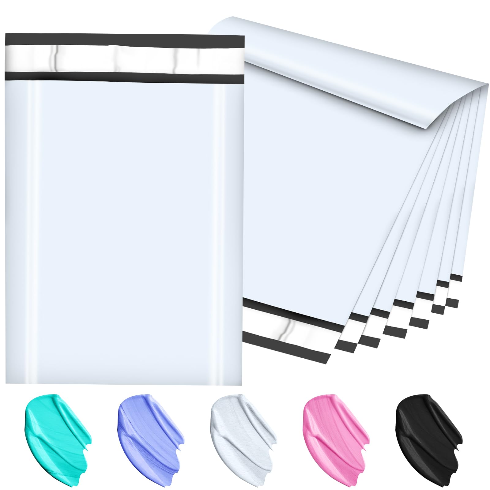 JollyTrip Poly Mailers 10x13 Inch 200 Pcs, White Shipping Bags, Mailing Envelopes with Self Seal Adhesive Strip, Waterproof and Tear-Proof Poly Bags