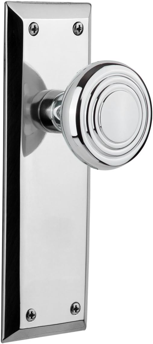 Nostalgic Warehouse New York Plate Passage Deco Door Knob in Timeless Bronze