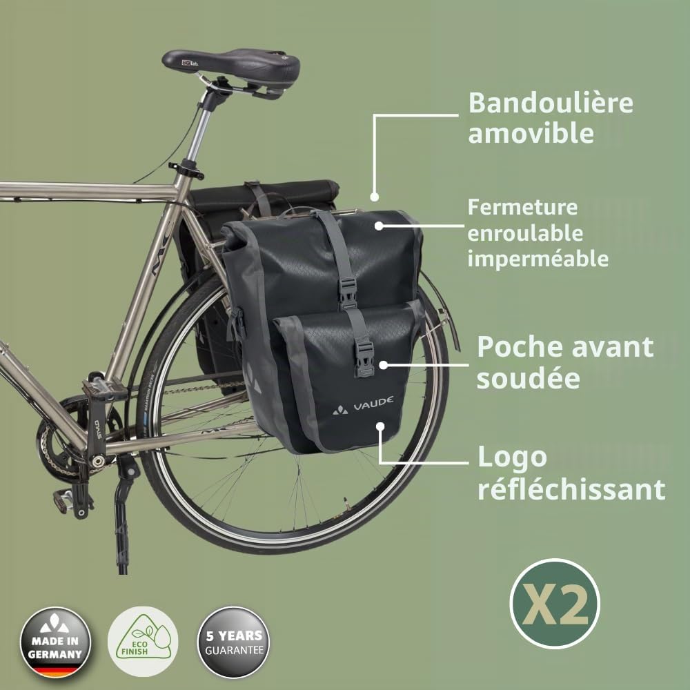 VAUDE Aqua Back Plus Sacoche de vélo pour roue arrière - une paire – Volume 51 l - matière bâche sans PVC