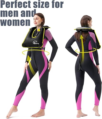 Miniatura 5 de Rrtizan chaleco salvavidas de lona inflable portátil para adultos unisex, chaleco para esnórquel para bucear con seguridad