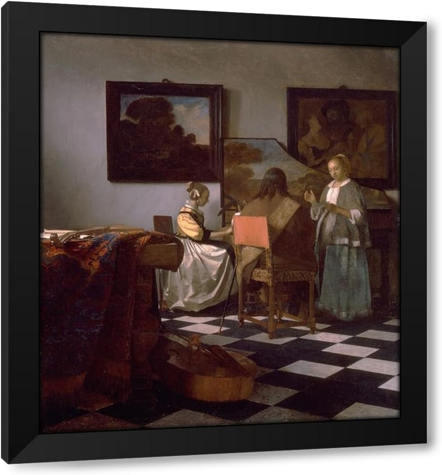 ArtDirect The Concert - Johannes Vermeer Custom Framed Art Print Giclee Print or Canvas Options with Various Sizes and Customization by Masters Collection