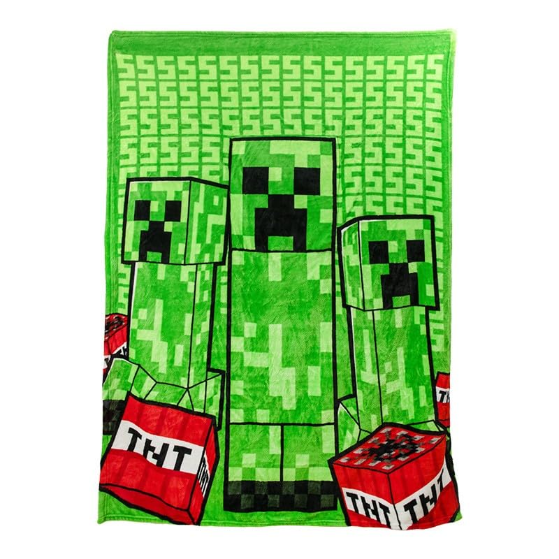 Paladone Minecraft Creeper koc 2 w 1, oficjalnie licencjonowany koc podróżny Microsoft, składany, miękki, puszysty, kompaktowy, do salonu lub sypialni, dekoracja