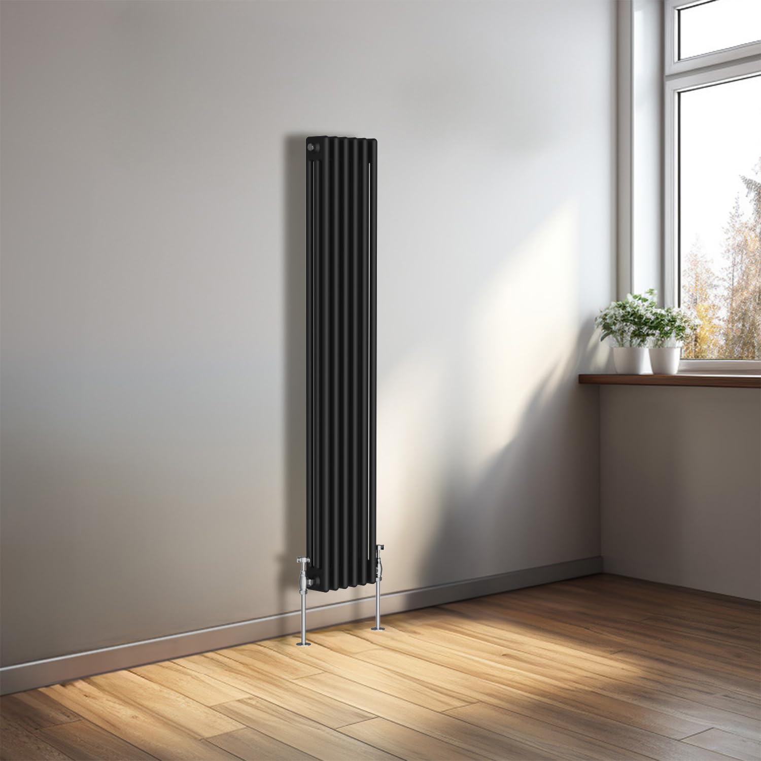 NRG 1500 x 290mm Cast Iron Vertical Radiator Black 3 Column Central Heating Rads โ image 1