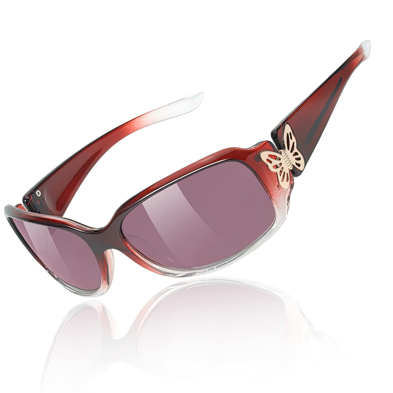 TJUTRPolarized Sunglasses for Women with Wrap Around Butterfly Design - Trendy Jackie O Style for UV400 Protection