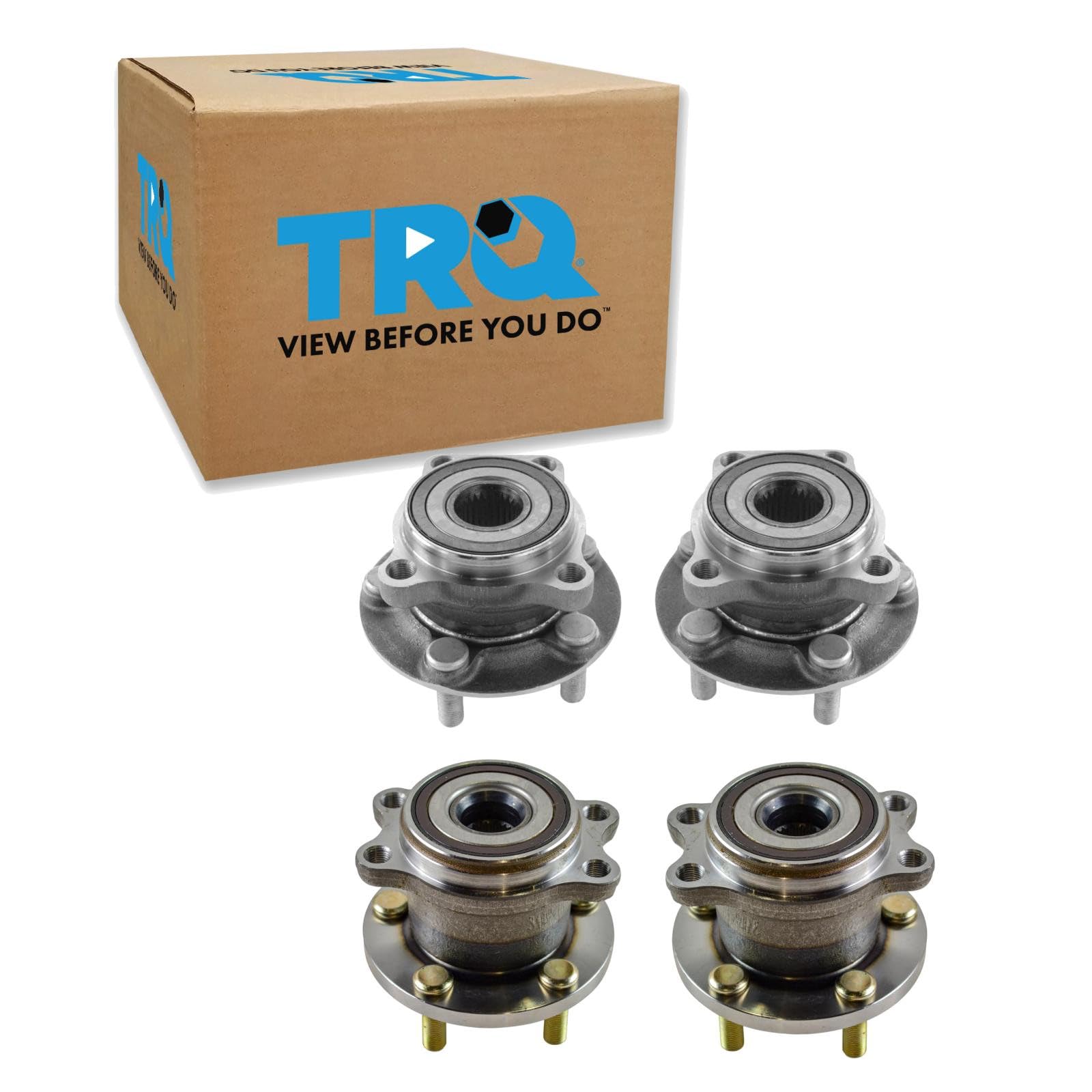 TRQ 2 Piece Front Rear Wheel Bearing &amp; Hub Assembly Set