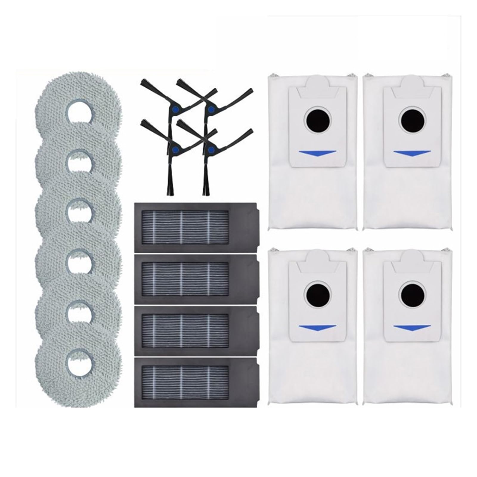 Compatible con ECOVACS DEEBOT X2 Filtro trapeador Cepillo Lateral Bolsa de Polvo Filtro aspiradora barredora barredora Robot reemplazo(Red)