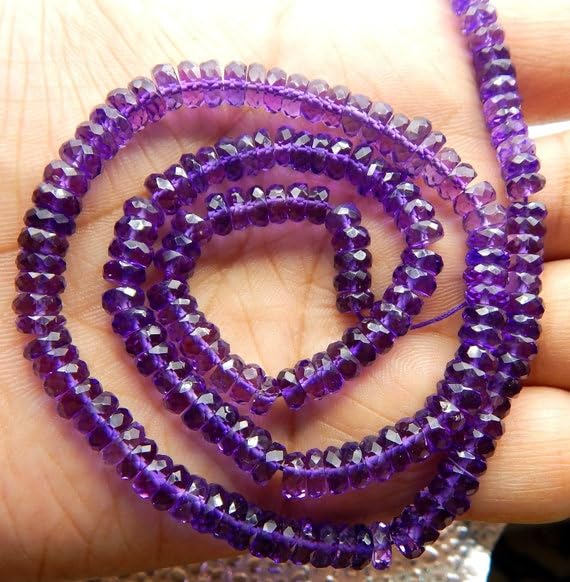 Améthyste facettée haut de gamme en perles pneu 7x5mm pour joaillerie artisanale de prestige