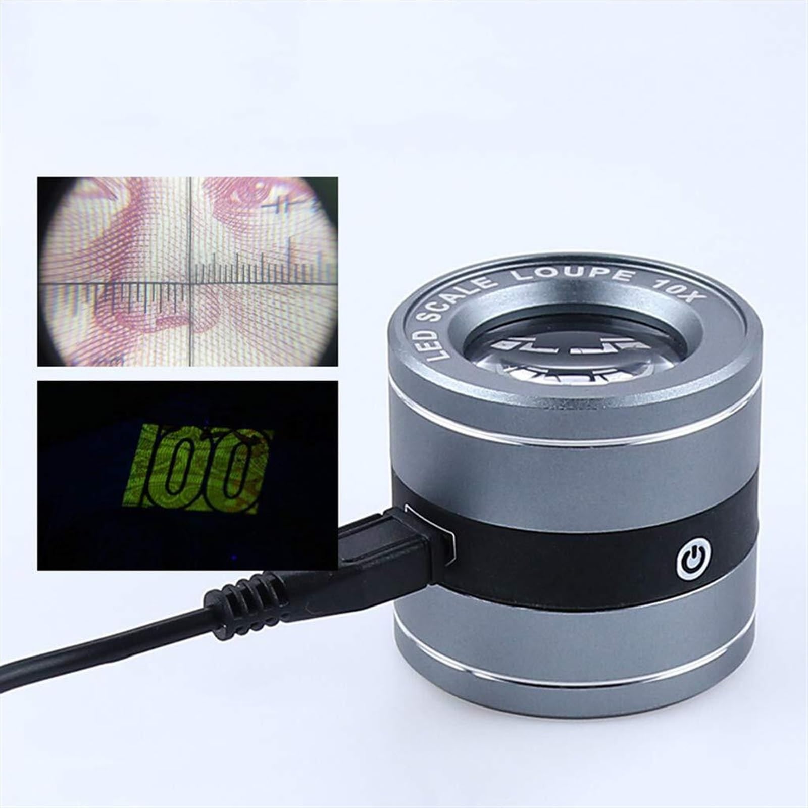 Lente D'ingrandimento Portatile Lente D'ingrandimento A LED Ricaricabile 10X Vetro Metallico Lente Di Ricarica USB Lente D'ingrandimento Con Scala LED Ricarica USB UV
