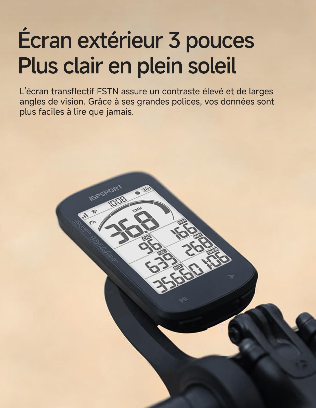 iGPSPORT BSC100MAX Compteur Velo sans Fil, Écran 3" Grand Démarrage/Arrêt Automatique 40H d'Autonomie Données Personnalisables IPX7 Étanche Compteur Velo GPS