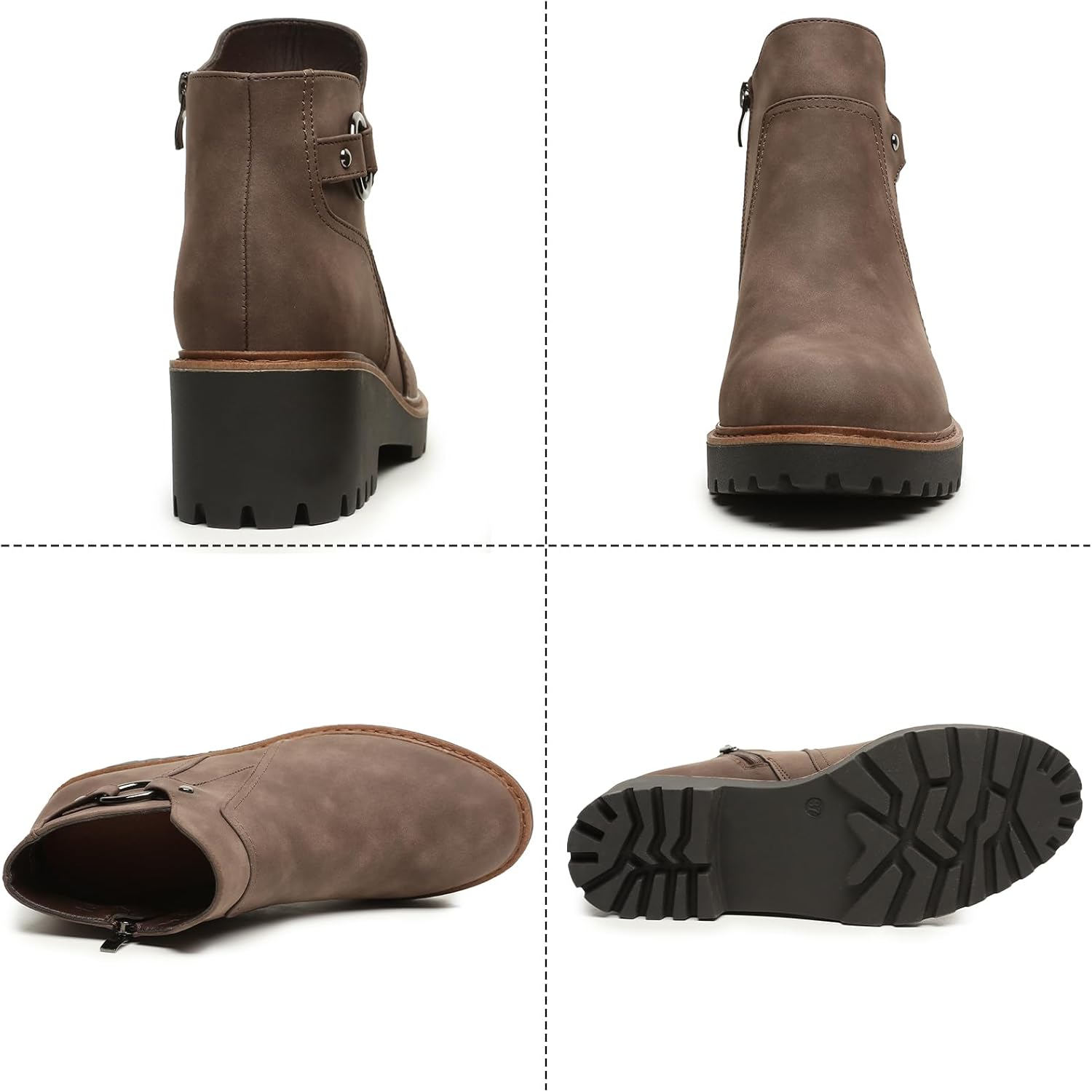 Womens Ankle Boots Chunky Low Heel Short Booties Comfortable Round Toe Dress Fall B... - Image 4