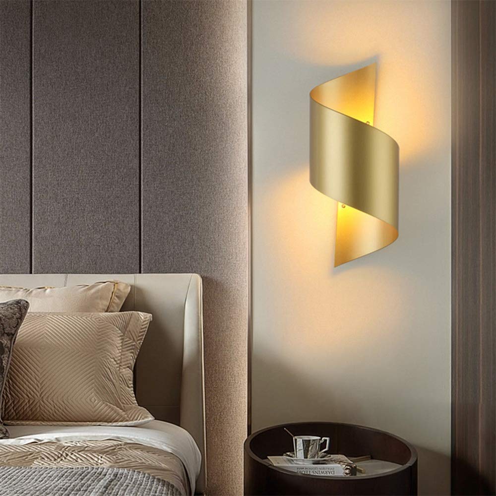 Luce LED E27 Pared de pared moderna hacia arriba y hacia abajo Aplique de pared de hierro forjado simple dorado Lámpara de iluminación interior Restaurante Café Hotel Pasillo Pas