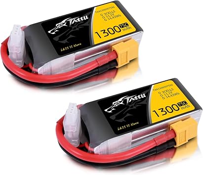 TATTU 11.1V 1300mAh 75C 3S LiPo Battery Pack with XT60 Plug2 Pcs