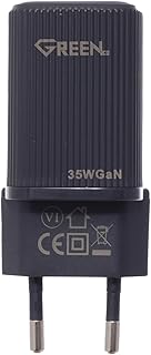 شاحن N035 مدمج بمنفذ طاقة مزدوج وشحن سريع 35W بتقنية PD وUSB نوع C للموبايل وأجهزة اللاب توب من جرين، أسود
