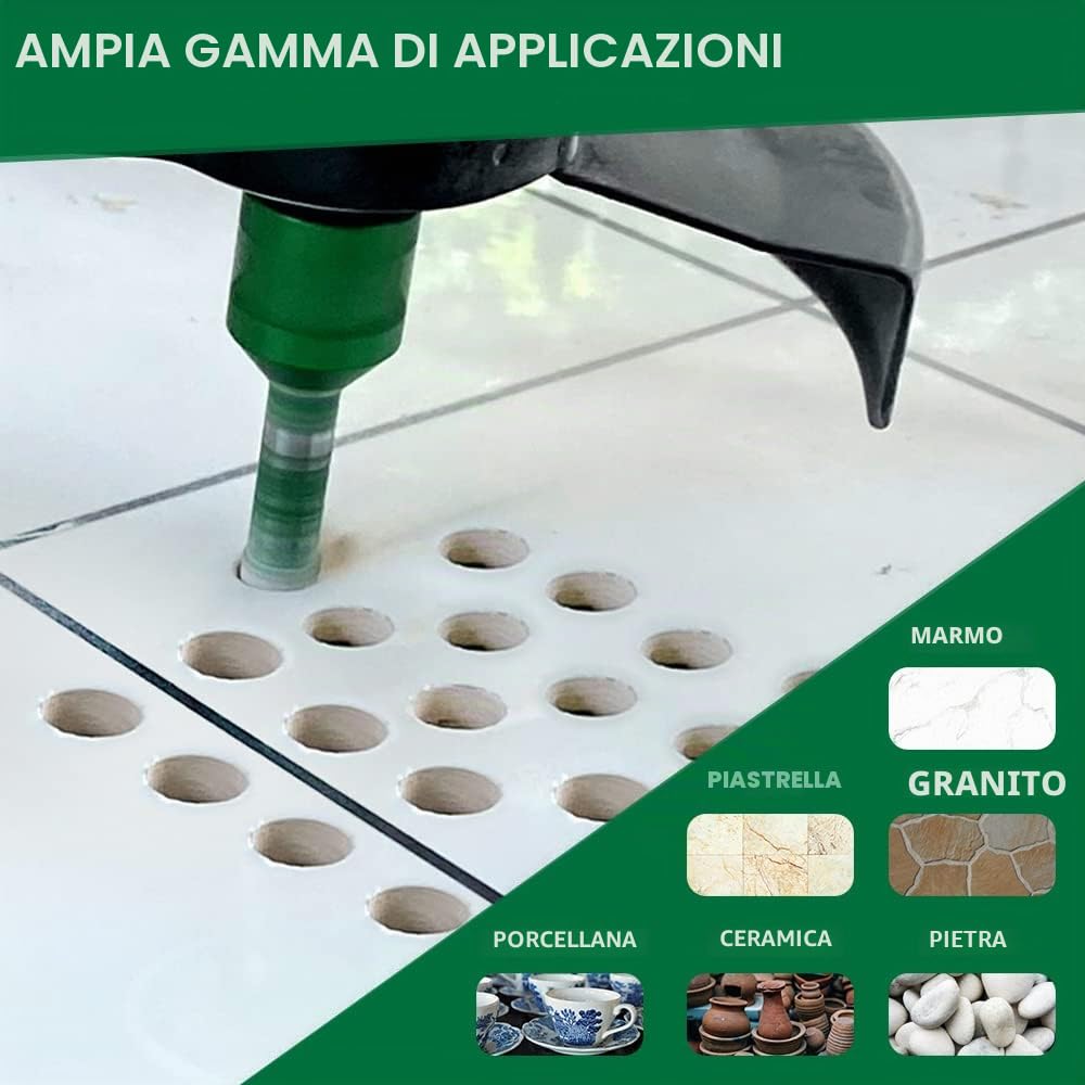 Punte Diamantate per Gres Porcellanato 90mm - Sega a Corona Brasata al Vuoto con Filetto M14 e Dente Fulmine - per Porcellana Piastrelle Ceramica Marmo Granito